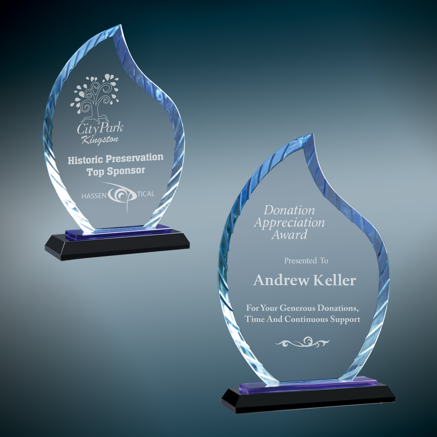 Exquisite Premium Blue Clear Glass Star Trophy Award Work Excellence Corporate 